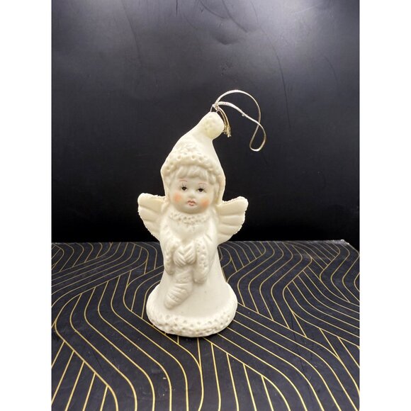 Vtg. Porcelain Angel Ornament With Knit Texture & Wings For Christmas Decor - Picture 1 of 8